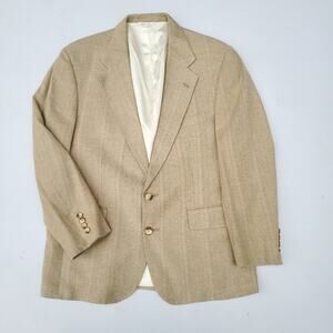Vintage Ralph Lauren University Club Tan Silk Linen Sports Coat Jacket 47" x 29"